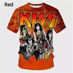Unisex Music Kiss Graphic Rock Band T-shirt, homens, mulheres, vestuário infantil, estilo Harajuku vintage, Hip-Hop Print Tee, Top solto, Streetwear, 3D - loja online