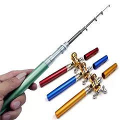 Portátil Bolso telescópico Pesca Rod, Kit Completo, Caneta Forma Pólo, Peixe Rod, Carretel, Linha, Acessórios, 96cm na internet