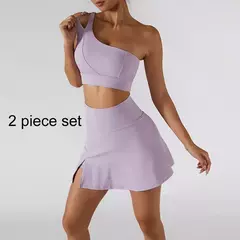 Conjunto de saia de ioga para mulheres, treino de ginástica, sutiã de ombro feminino de cintura alta, sutiã de tênis feminino - comprar online