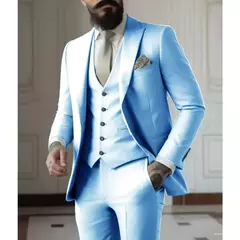 Fatos de negócios verdes claros para homens, vestido de casamento masculino, jaqueta, colete, calças, blazers, casaco, 3 peças na internet