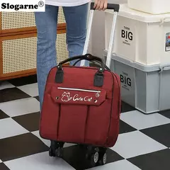 Imagem do Carrinho grande capacidade saco de viagem rodas girador bagagem portátil saco de embarque mochila bolsa rolando mala viagem duffels