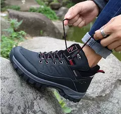 Botas de neve de couro quente masculinas, tênis de caminhada ao ar livre, sapat - loja online