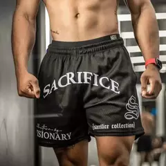 Calções Esportivos de Malha Respirável Masculina, Calções de Treino, Roupa Fitness, Secagem Rápida, Estilo Americano, Tendência da Moda - Wolf Magazine