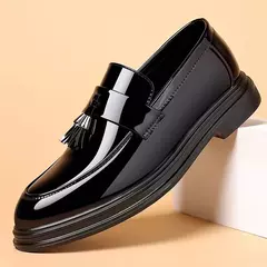Fotwear-Deslizamento em sapatos de couro para homens, Sapatos Formais De Borla, Respirável Dirigindo Oxfords Preguiçoso, Roupa masculina de escritório, Festa de casamento na internet