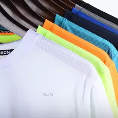 Manga Curta Masculina Esporte T-Shirt, Camiseta de Corrida Rápida, Camisa de Fitness Respirável, Top De Seda De Gelo, Camisas De Futebol De Ginásio, Roupas Masculinas na internet