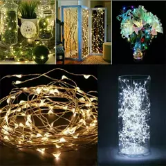 Fio de cobre LED String Light, Fairy Light, Alimentado por pilhas, Quarto, Jardim, Festa, Decoração de casamento, 1 m, 2 m, 3 m, 5 m, 10m, 1 pacote - comprar online