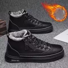 Imagem do Botas de neve retrô de pelúcia antiderrapante masculina, sapatos quentes de algodão, moda clássica, confortável, esportes ao ar livre, casual, inverno, novo, 2024