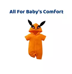Bodysuit bebê manga curta, bonito chapéu de raposa anime, algodão confortável, casual, verão - comprar online