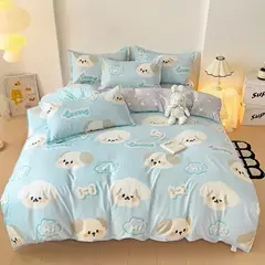 Egw-roupa de cama para menino e menina, jogo de cama com desenhos animados, cinza, leão, rosa, urso, fronha, impresso, casa, criança, 3pcs - loja online