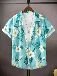 Imagem do Camisa de praia de manga curta masculina, estampada flores 3D, tops respiráveis, festa ao ar livre, verão, novo, S-5XL, 2022