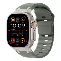 Imagem do Pulseira esportiva de silicone para apple watch ultra 2 band 49mm pulseira correa de aço inoxidável iwatch série 9 8 7 se 10 45mm 44mm 46mm