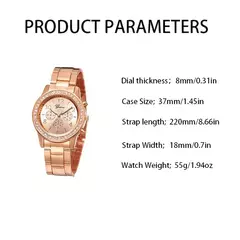 Relógio de luxo ouro rosa para mulheres, brinco colar anel, relógio de pulso strass, relógios casuais para senhoras, moda, 6 peças - comprar online
