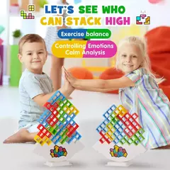 Stacking Building Blocks Jogo de tabuleiro para crianças e adultos, Tetra Tower, Fun Balance, Team, Dorm, Family Game, Night and Partie, 64pcs - Wolf Magazine