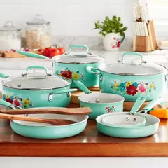 Imagem do Clássico Ceramic Breezy Blossom Conjunto de Panelas, panela antiaderente, panelas de comida, 12 pcs