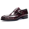 Sapatos de casamento masculino com fivela de couro mocassins da moda, sapato de vestido, biqueira quadrada, formal, elegante, de boa qualidade, casual