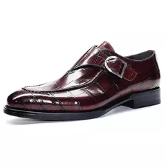 Sapatos de casamento masculino com fivela de couro mocassins da moda, sapato de vestido, biqueira quadrada, formal, elegante, de boa qualidade, casual