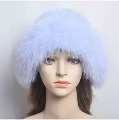 Chapéu de pele de vison genuíno para mulheres gorro de malha natural de luxo chapéu de malha artesanal pele de raposa real moda inverno quente, novo - loja online