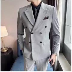 Vestido de smoking de casamento de três peças para homens, terno de negócios, social, cor sólida, trespassado, noivo, moda, jaqueta, calça, colete, novo