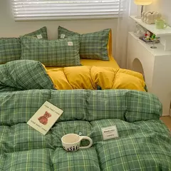 Conjunto de cama estilo xadrez, capa de edredom para pele, lençol fronha, roupa de cama de casa, solteiro, completo, queen, king size - Wolf Magazine