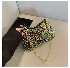 Lantejoulas crossbody saco de corrente simples ins cor sólida lantejoulas bolsa de ombro axilas bolsa de telefone noite sacos de embreagem bolsa - comprar online