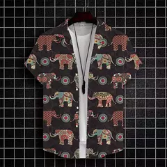 Camisas estampadas em 3D papagaio masculinas, camisas havaianas de praia, manga curta, moda casual, lapela de carreira na internet