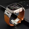 Pulseira de couro para Apple Watch, Ultra 2, 49mm, Pulseira Masculina, Bracelete para iWatch Series 9, 7, 8, 6, 5, 4, Se, 3, 45mm, 44 milímetros, 42 milímetros