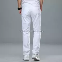 SHAN BAO-Jeans slim branco masculino, roupa confortável de algodão, elástico, casual, leve, de negócios, primavera, verão, 2022 - loja online