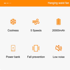 Ventilador de cintura portátil com clipe, 20000mah, com saída de vento dupla, mini ventilador de pescoço pendurado para esportes ao ar livre - loja online