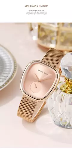 Relógio de pulso de quartzo oval estilo minimalista feminino, barril de vinho, ouro rosa, preto, cronômetro, elegante, 34mm, novo, 2023 - comprar online