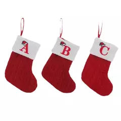 Natal alfabeto tricô meias, enfeites de árvore, decorações para casa, Noel, ano novo, presente de Natal, 2025, 2024