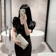 Bolsa de noite prateada dourada para mulheres, moda elegante, embreagem de banquete, bolsa de ombro feminina, festa de casamento na internet