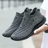 Sapatilhas casuais respiráveis masculinas, sapatos de malha confortáveis, tênis ao ar livre, tênis de caminhada, meias de corrida