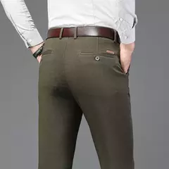 Calça justa reta masculina, calça casual de negócios, terno elástico, marca chique, primavera, outono, moda masculina, 6 cores, 2023 - loja online