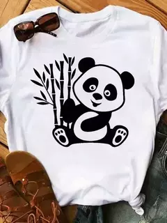 Maycaur-camiseta de manga curta para mulher, top solto com estampa de panda fofa, casual e solta, verão