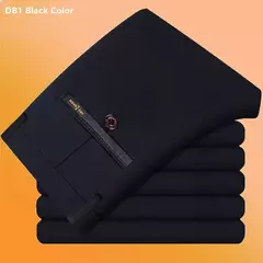 Calça de vestido reto grande para homens, alta esticada, escritório, preta, azul, cinza, calças de terno formal, plus size, 52, 50, 48, 46
