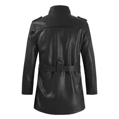 Inverno casaco de lã grossa casaco de couro longo outwear moda quente casual vintage roupas para homem steampunk biker jaqueta - comprar online