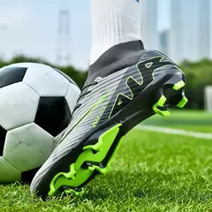 Sapatos de futebol masculino de sola FG, sapatos de gramado ao ar livre, grampos longos especiais, botas esportivas de equipe superior alta, resistência ao desgaste, tamanho 36-45 - comprar online