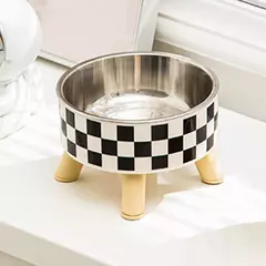 Tigela para cães e gatos com bolinhas xadrez em aço inoxidável antiderrapante fácil de limpar para ambientes internos e externos - comprar online