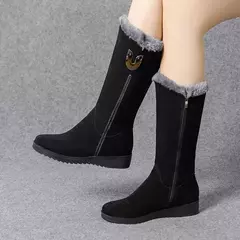 Botas de inverno de alta qualidade botas de inverno para mulheres 2022 botas de inverno para mulheres grossas meados de bezerro de pelúcia botas planas de neve zip moda botas de mujer