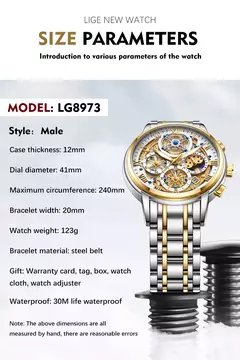 LIGE-Relógio de pulso de quartzo impermeável feminino, relógios femininos, Top Brand, Luxo, Ouro, Moda