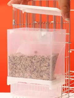 Imagem do 1pc alimentador de papagaio anti-derramamento transparente caixa de comida de pássaro dispositivo de alimentação clara para papagaios durável caixa de alimentação de pássaros