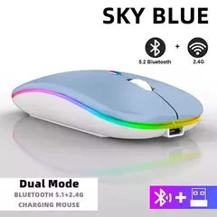 Imagem do Mouse sem fio Bluetooth para Tablet e telefone, Ratos de retroiluminação RGB recarregáveis para iPad, PC, Laptop, 2.4GHz USB