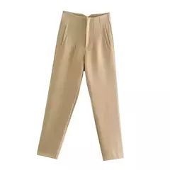 TRAF-Calças de escritório de cintura alta femininas, calças formais de escritório, calças lápis, pretas, rosa, brancas para senhoras, moda