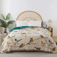 Colcha de algodão 4 camadas de musselina gaze toalha colcha ab lado borla multifuncional cobertor sofá cama casal capa colcha 200*230