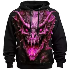 Imagem do Moletom com capuz dragão estampado em 3D, pulôver casual, moletom de rua, roupas masculinas grandes, nova moda, outono e inverno