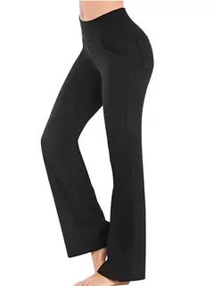 Imagem do Ogilvy Mather-Calça de perna feminina, Palazzo Largo Assassino, Cintura alta, OL Ladies Calças longas de carreira, Sólido, Elegante, Feminina