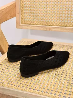 Sapatilhas femininas de malha, sapatilhas casuais, dedo do pé pontiagudo, mocassins para barcos de escritório, cor sólida, novo, 2022, 2024 - comprar online