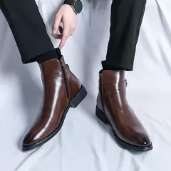 Botas altas de luxo masculinas, botas marrons de motocicleta, moda plataforma, botas masculinas, sapatos de couro casuais, alta qualidade - comprar online