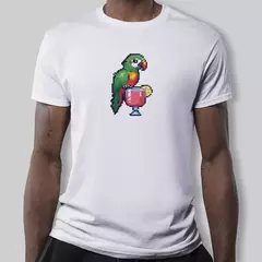 Men's Pixel Zoo Print T-shirt, puro algodão, AD008