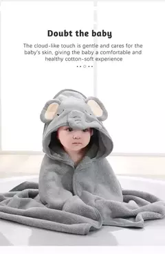 Imagem do Animal dos desenhos animados do bebê recém-nascido com capuz Toalha de banho Coral Fleece, roupão absorvente, envoltório cobertor, menina, menino, 0-12 meses